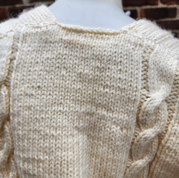 Vintage Handmade Cream Cable sweater XL /14 -16 - Picture 5 of 13